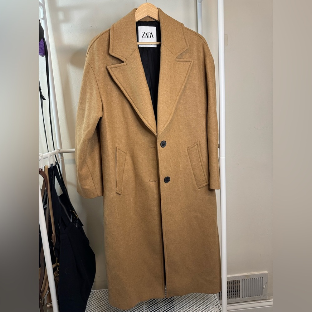 Zara Women's Tan wool blend Coat